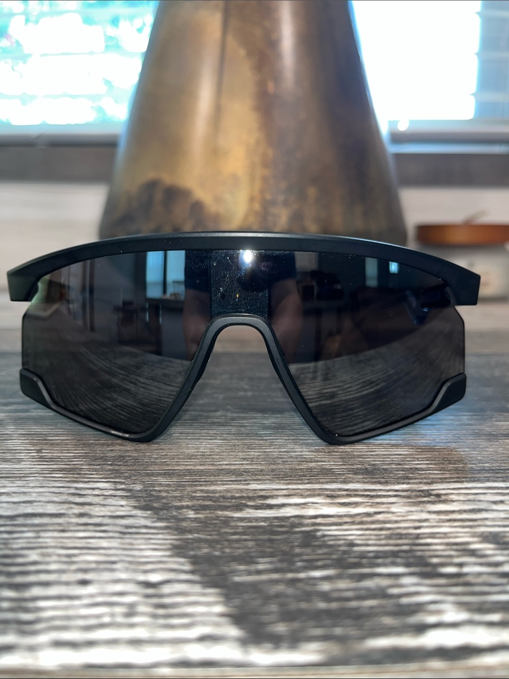 Oakley BXTR Black Shield Sunglasses with Dark Lenses